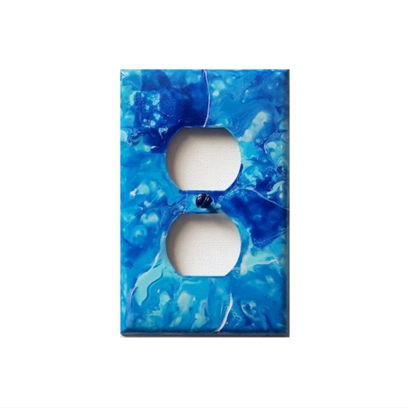 Hand Crafted Other - Hand Crafted Blue Abstract Design Duplex Outlet Wall Plate